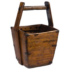 Antique Chinese Wooden Water Bucket, Early 20th Century