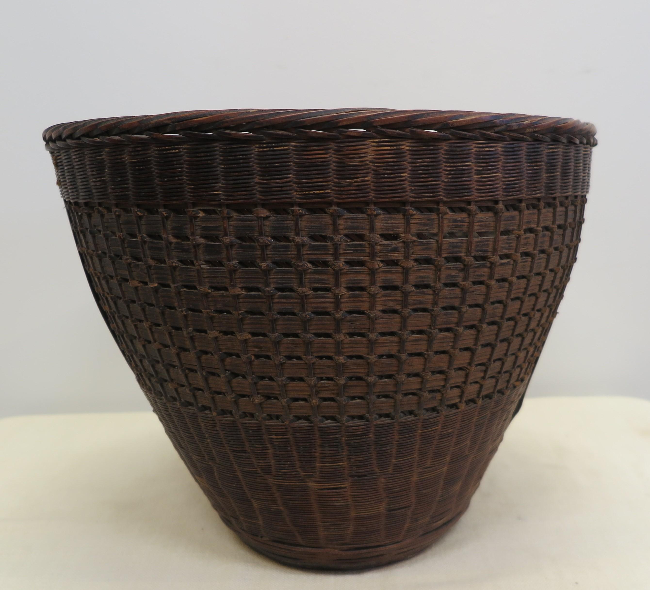 Hand-Woven Antique Chinese Woven Basket For Sale