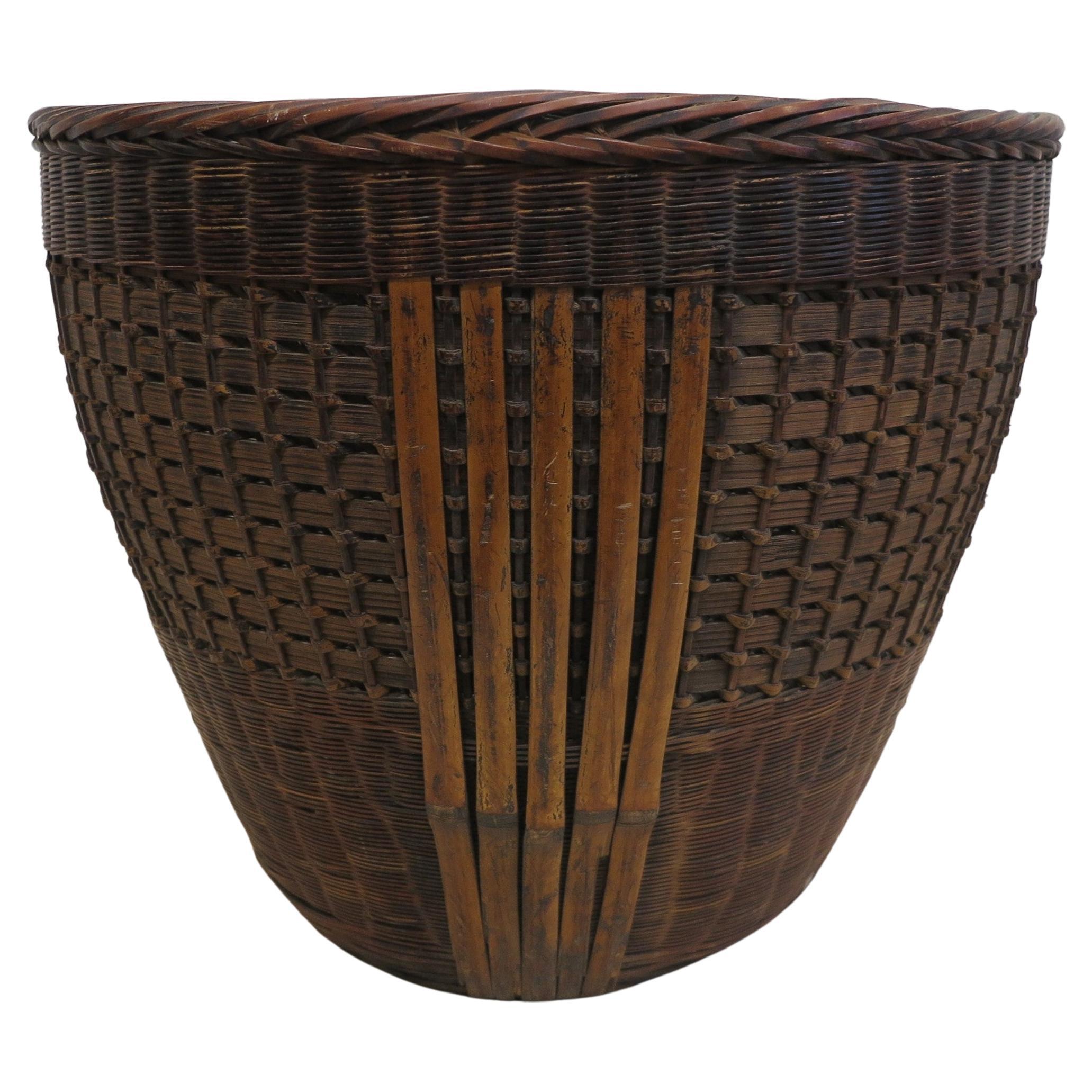 Antique Chinese Woven Basket For Sale