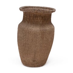 Antique Chinese Woven Fantail Basket, Early 20th Century