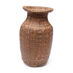 Antique Chinese Woven Fantail Basket, Early 20th Century