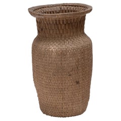 Antique Chinese Woven Fantail Basket, Early 20th Century