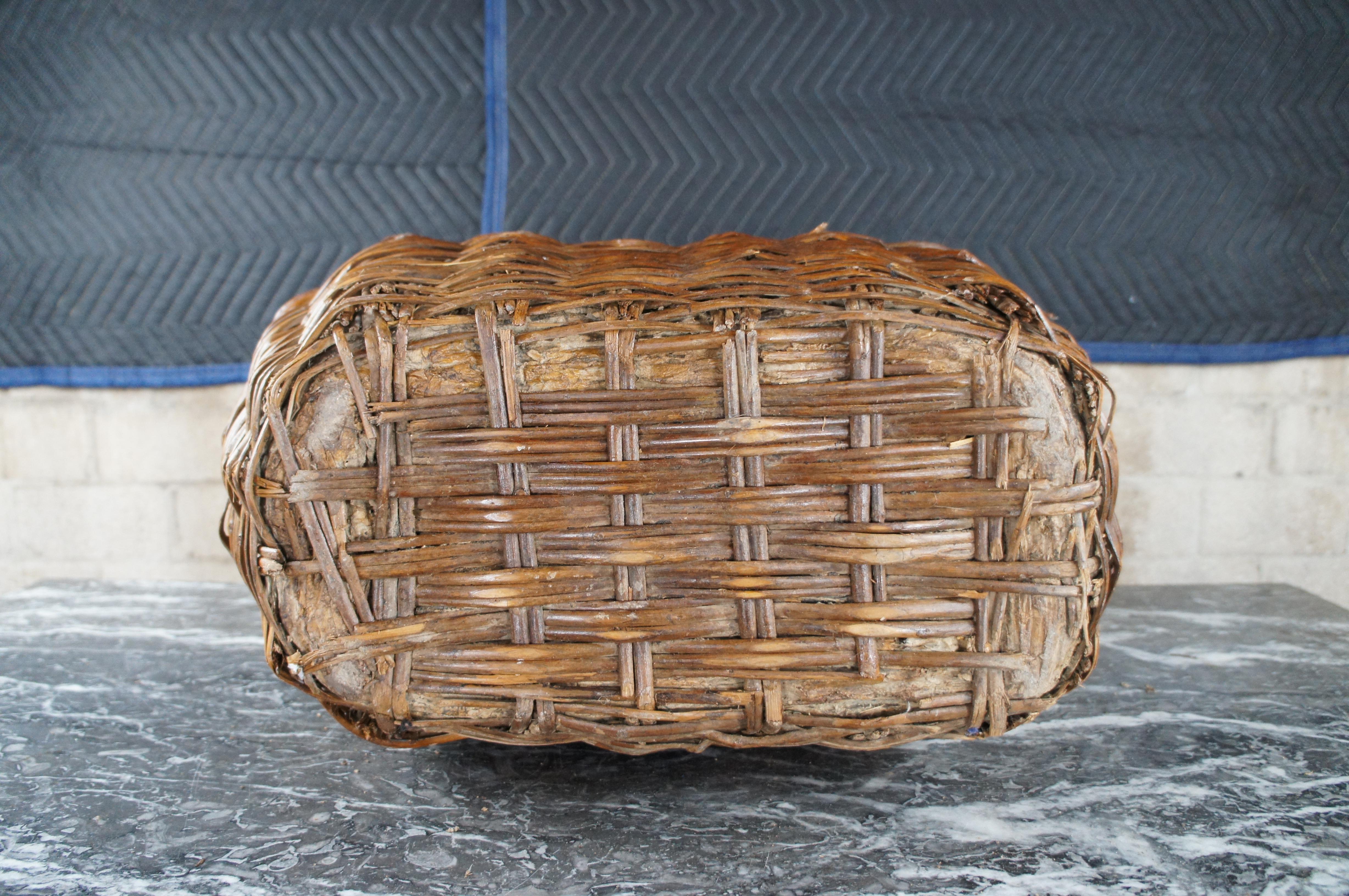 Antique Chinese Woven Willow Oil Container Food Storage Basket Vessel Jar For Sale 3