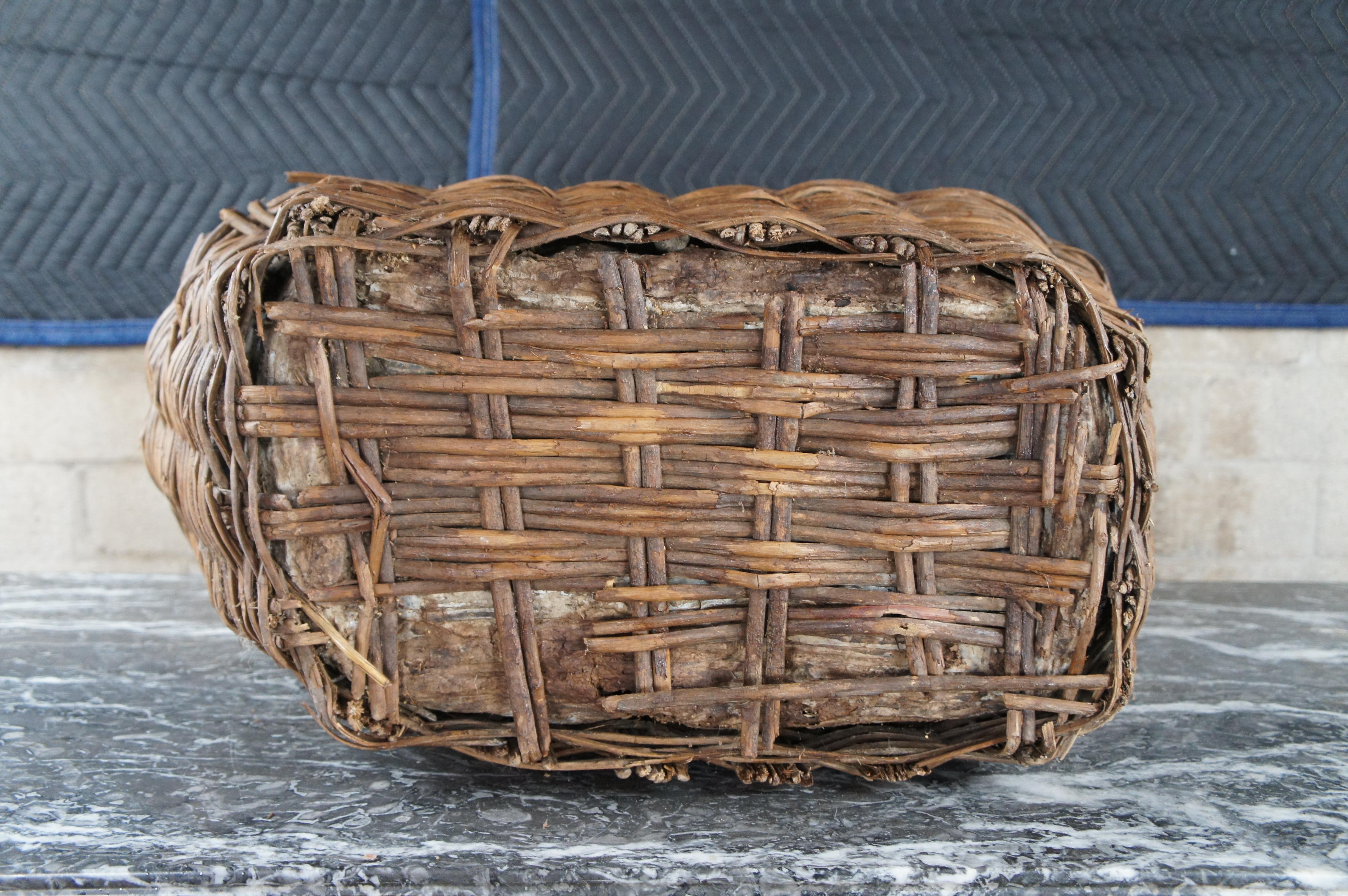 Antique Chinese Woven Willow Oil Container Food Storage Basket Vessel Jar For Sale 4
