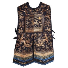 Antique Chinese Xiape Ladies Court Embroidered Waistcoat 5th Rank 19th Century