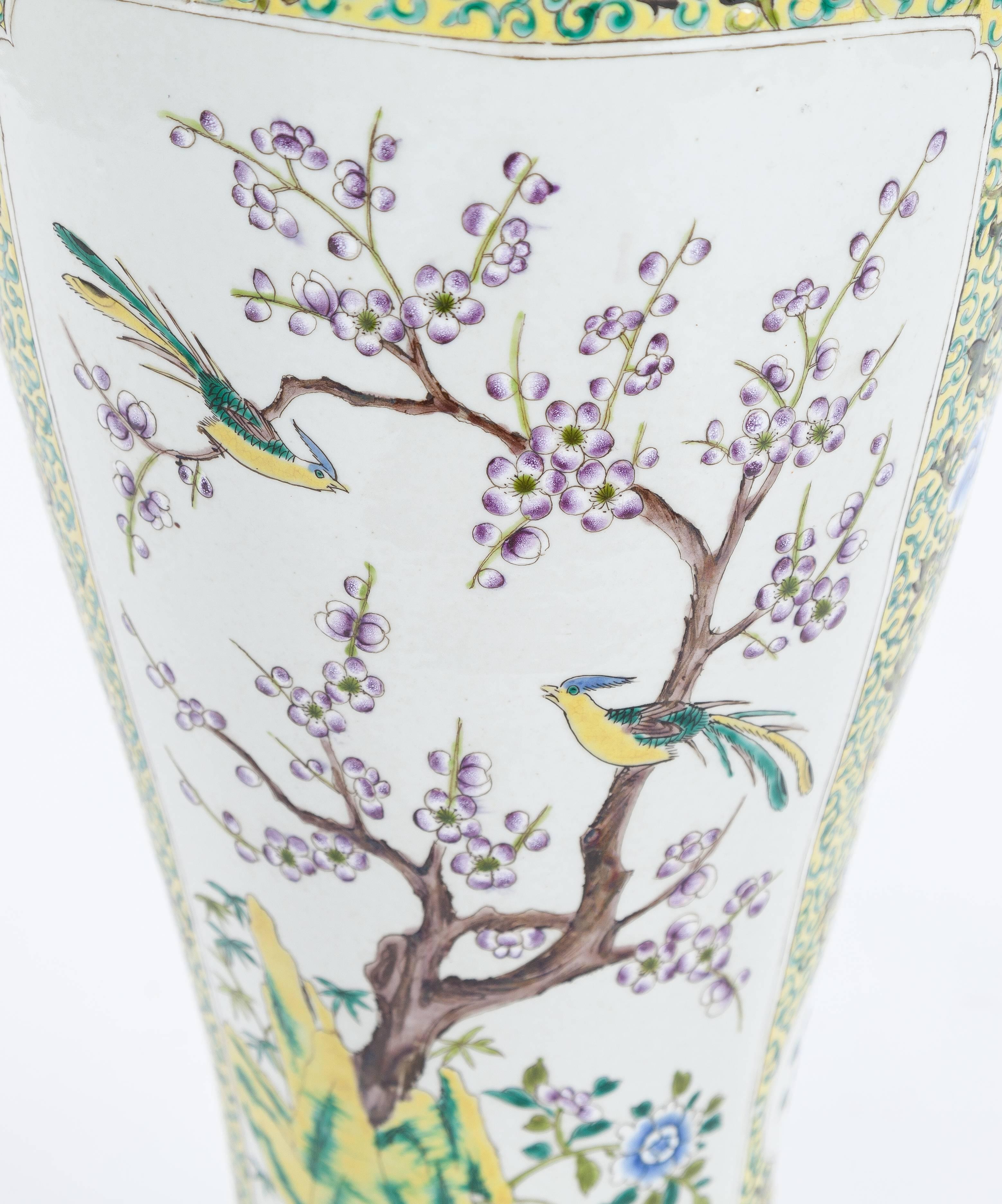 Antique Chinese Yellow Famille Rose Vase, Early 20th Century 3