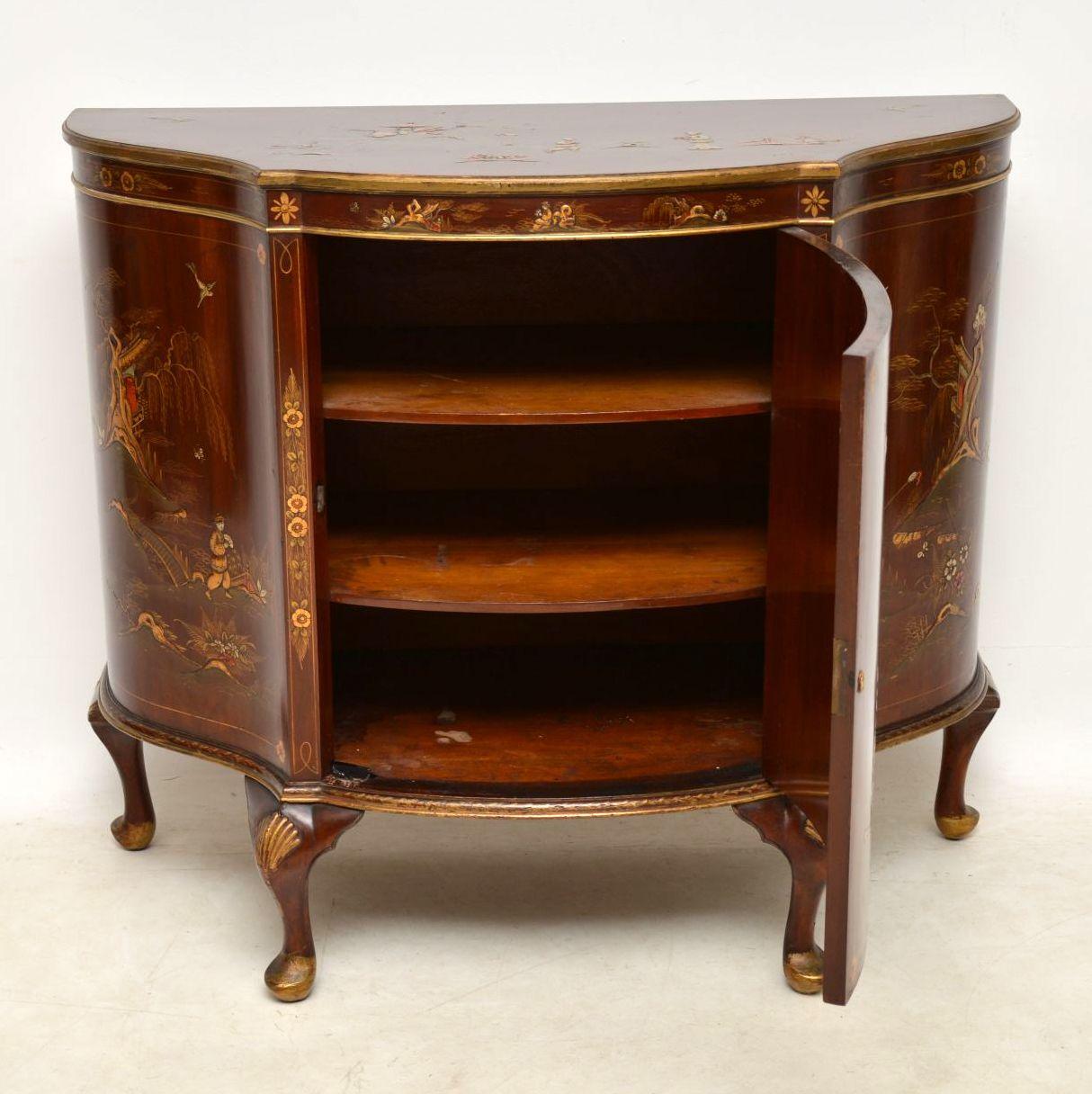 Victorian Antique Chinoiserie and Mahogany Side Cabinet