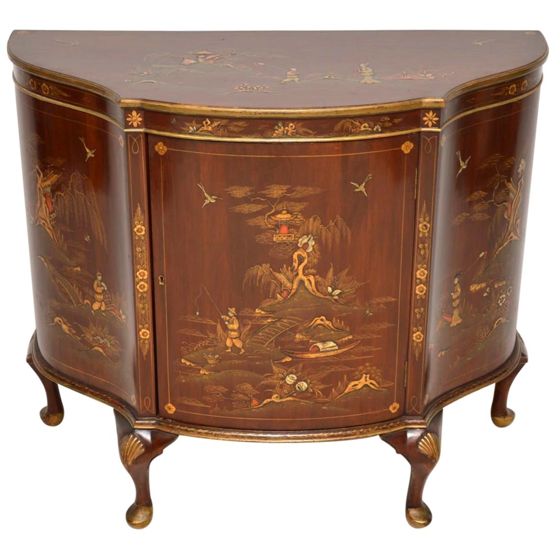 Antique Chinoiserie and Mahogany Side Cabinet
