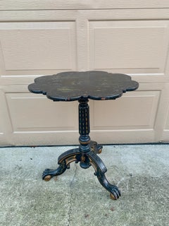 Antique Chinoiserie Black Japanned Side Table