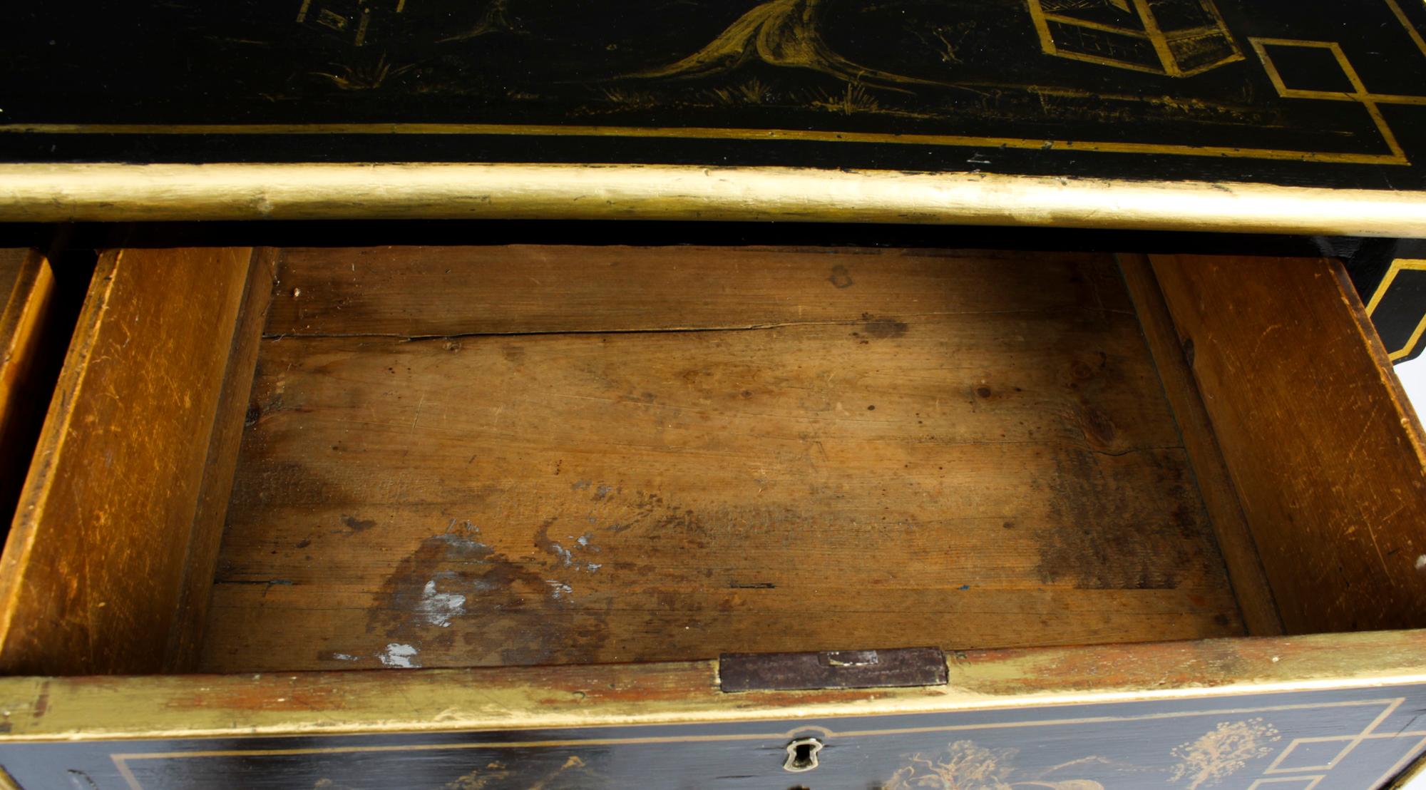 Antique Chinoiserie Black Lacquered Chest, 19th Century 9