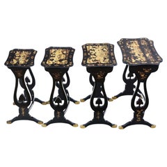 Ancienne Chinoiserie Boulle-work nest de 4 tables du 19ème siècle