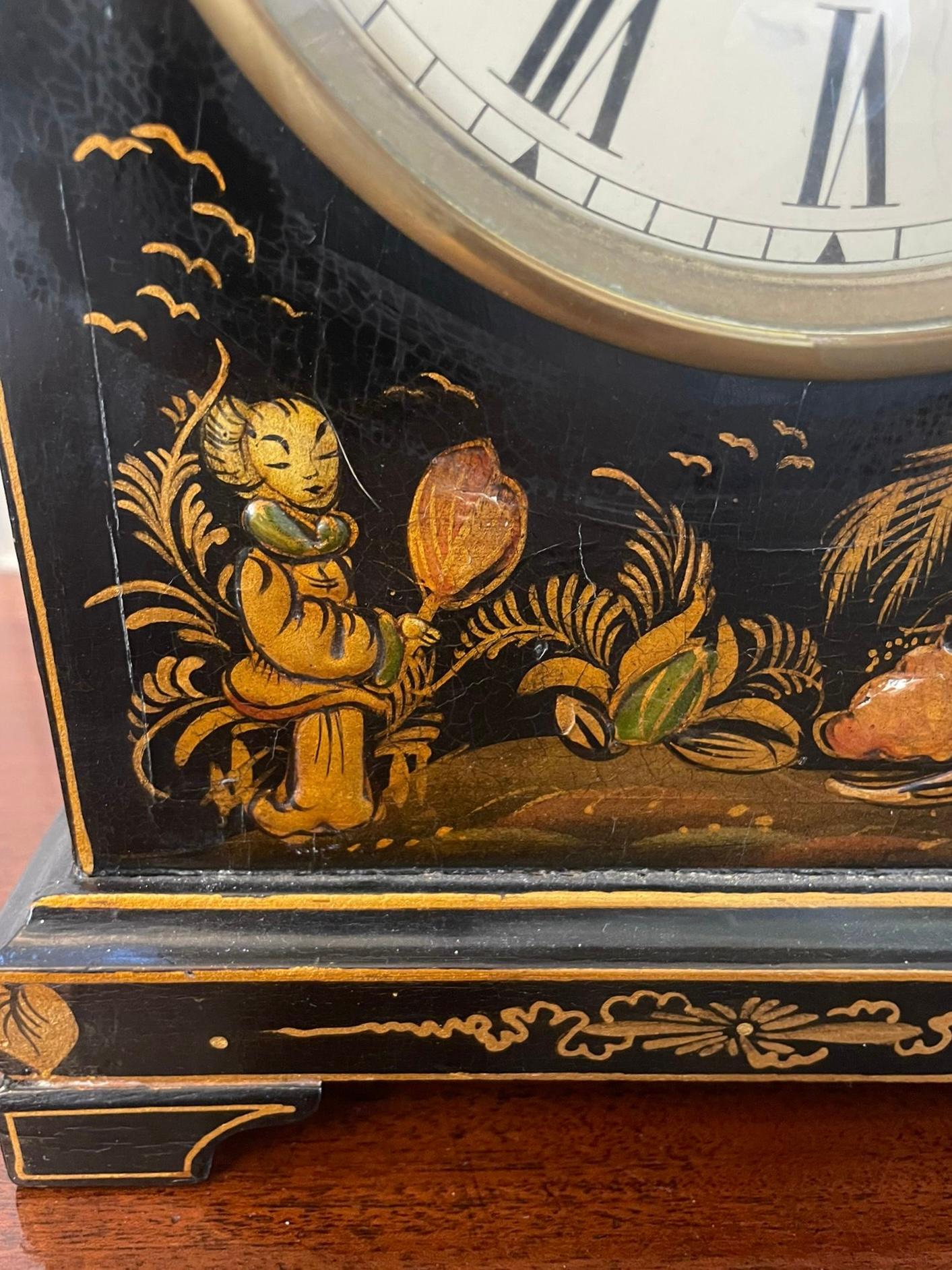 Antique Chinoiserie Cased Dome Topped Mantle Clock In Good Condition In Suffolk, GB
