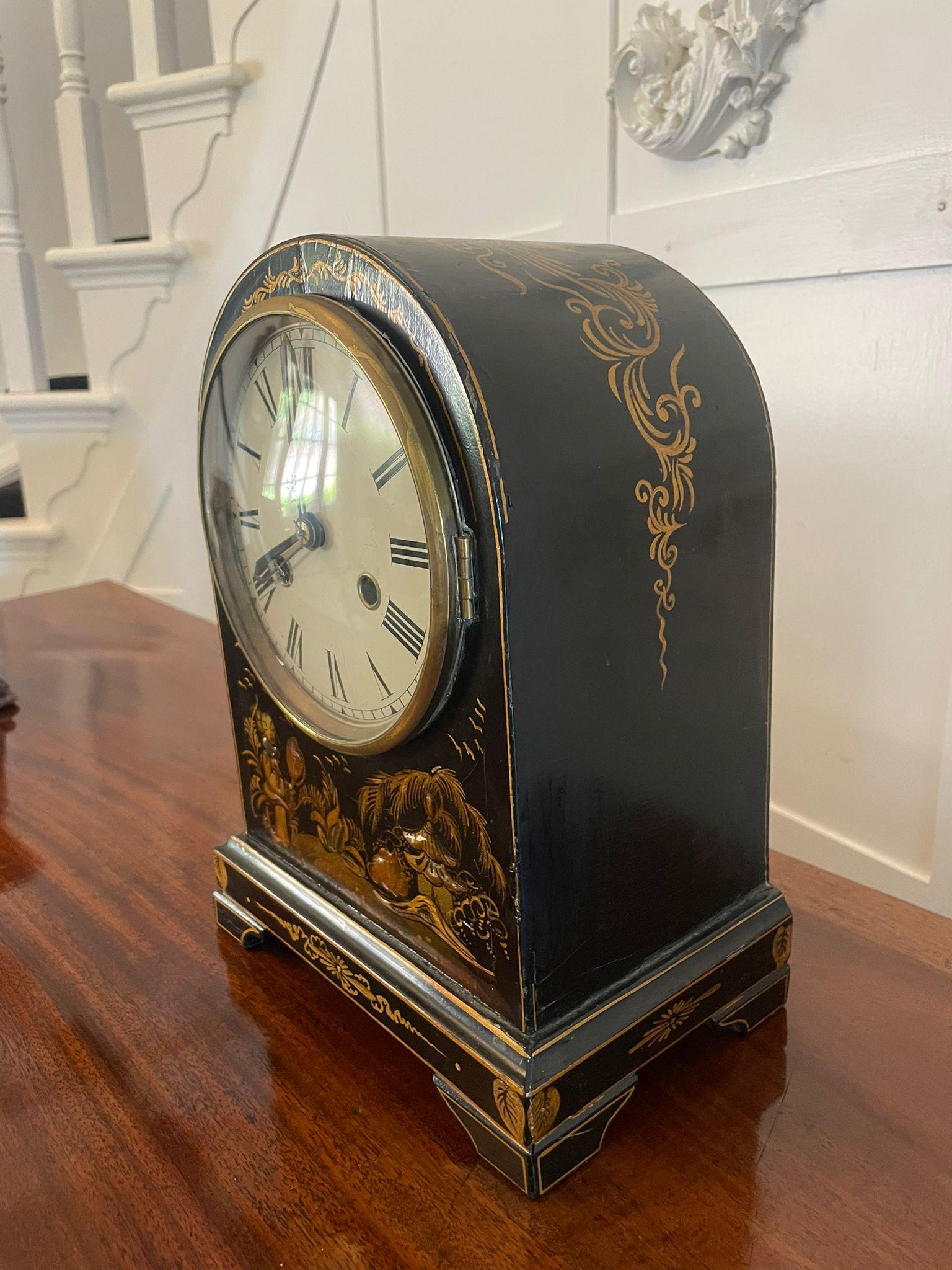 20th Century Antique Chinoiserie Cased Dome Topped Mantle Clock