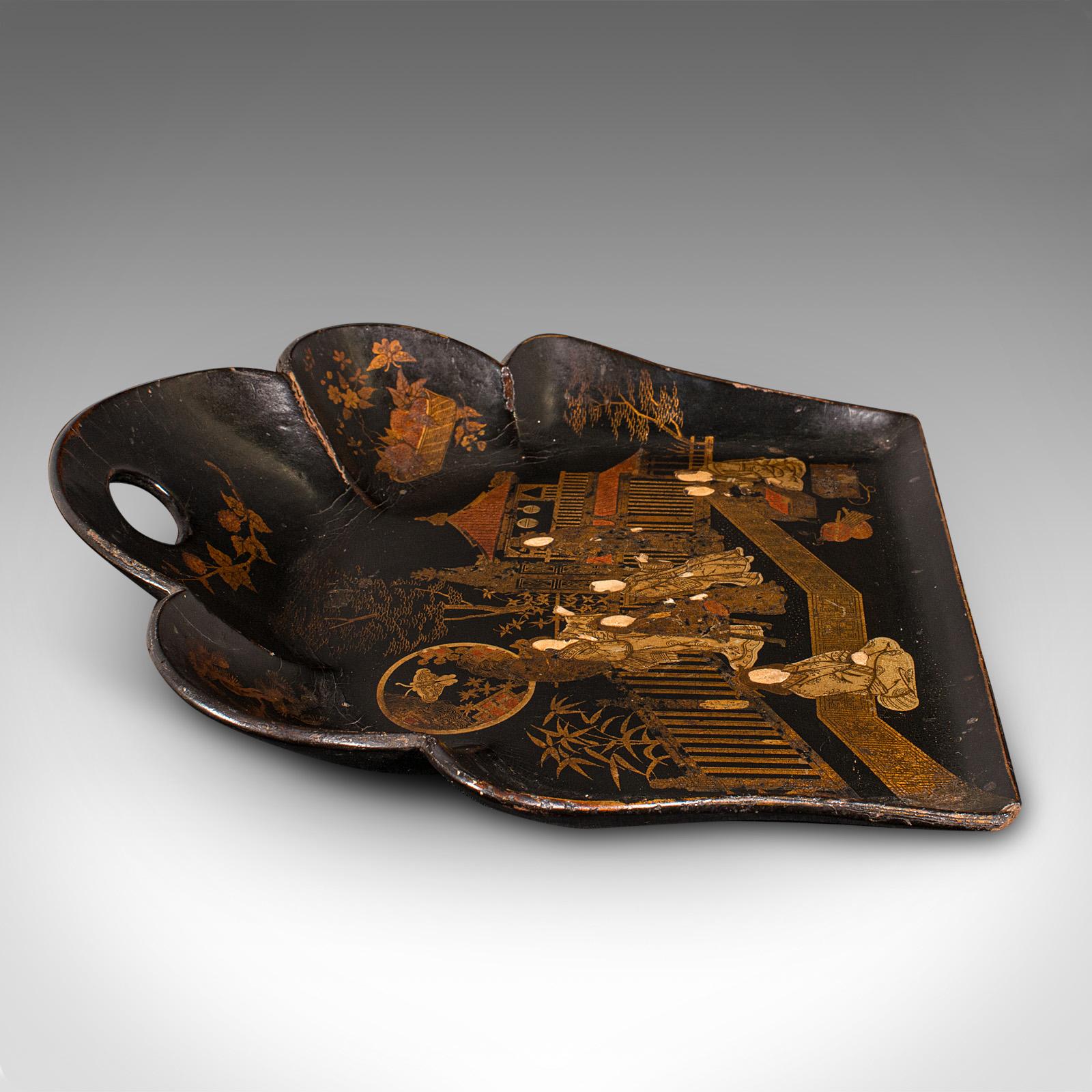 19th Century Antique Chinoiserie Crumb Tray, Japanese, Lacquer, Decorative, Late Victorian