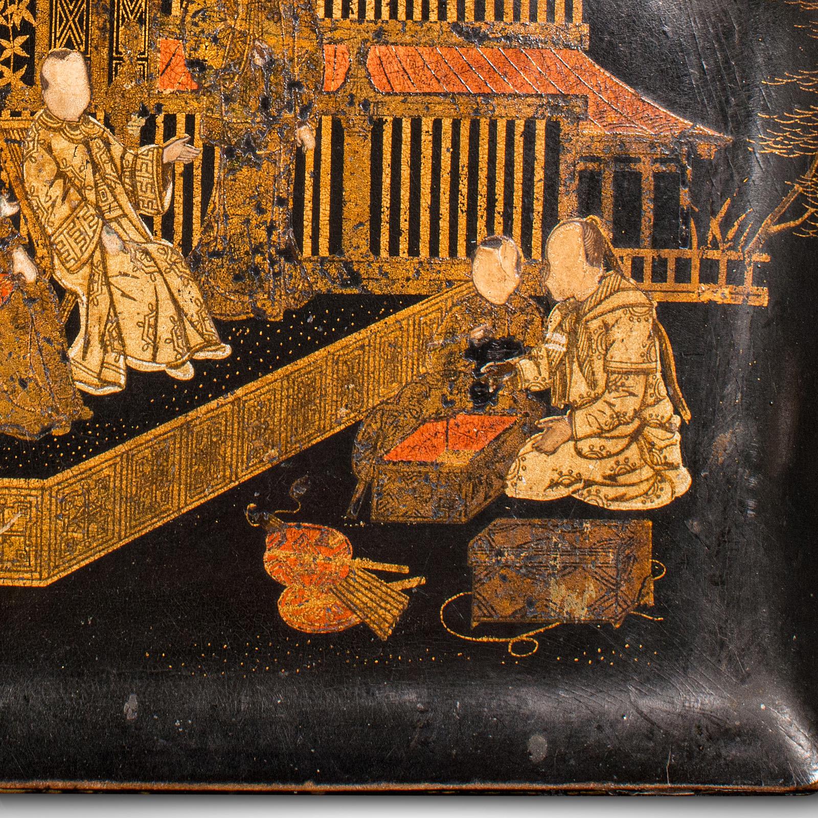 Antique Chinoiserie Crumb Tray, Japanese, Lacquer, Decorative, Late Victorian 5