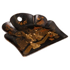 Antique Chinoiserie Crumb Tray, Japanese, Lacquer, Decorative, Late Victorian
