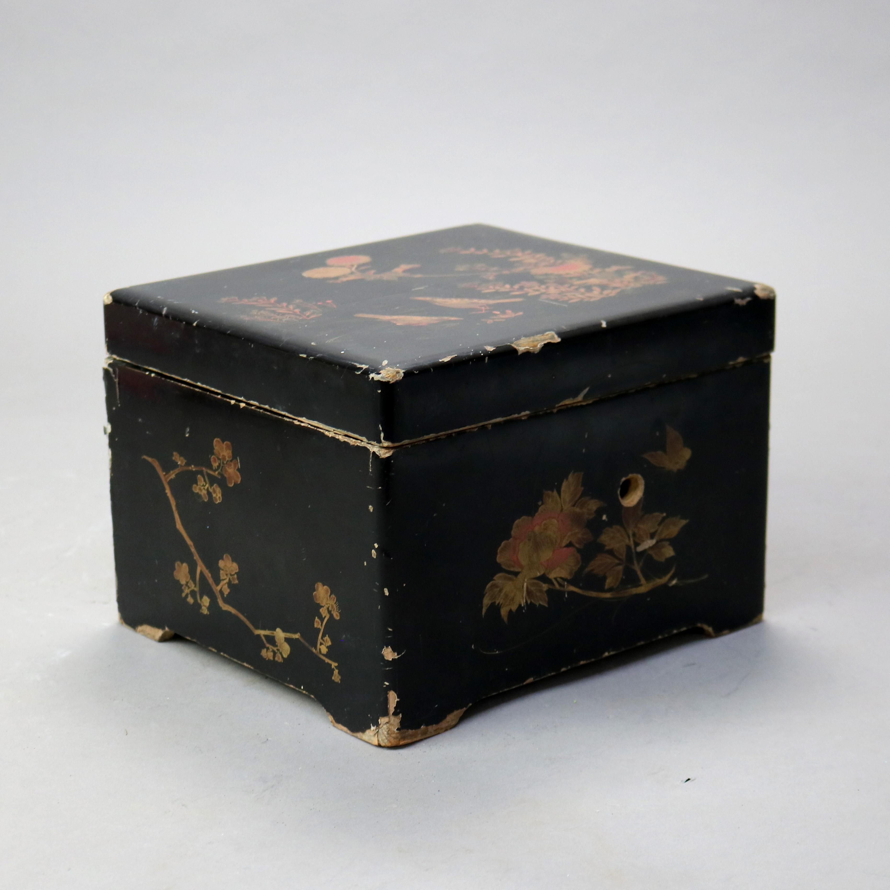 Antique Chinoiserie Decorated Ebonized Disc Music Box C1890 5