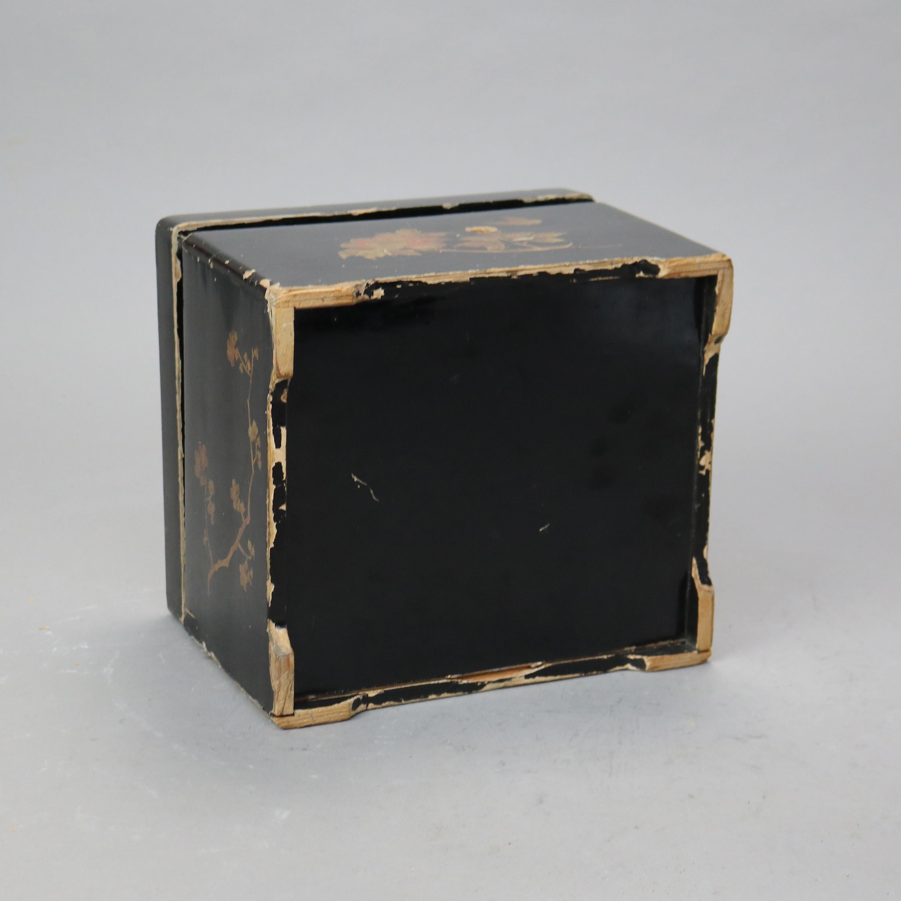 Antique Chinoiserie Decorated Ebonized Disc Music Box C1890 6