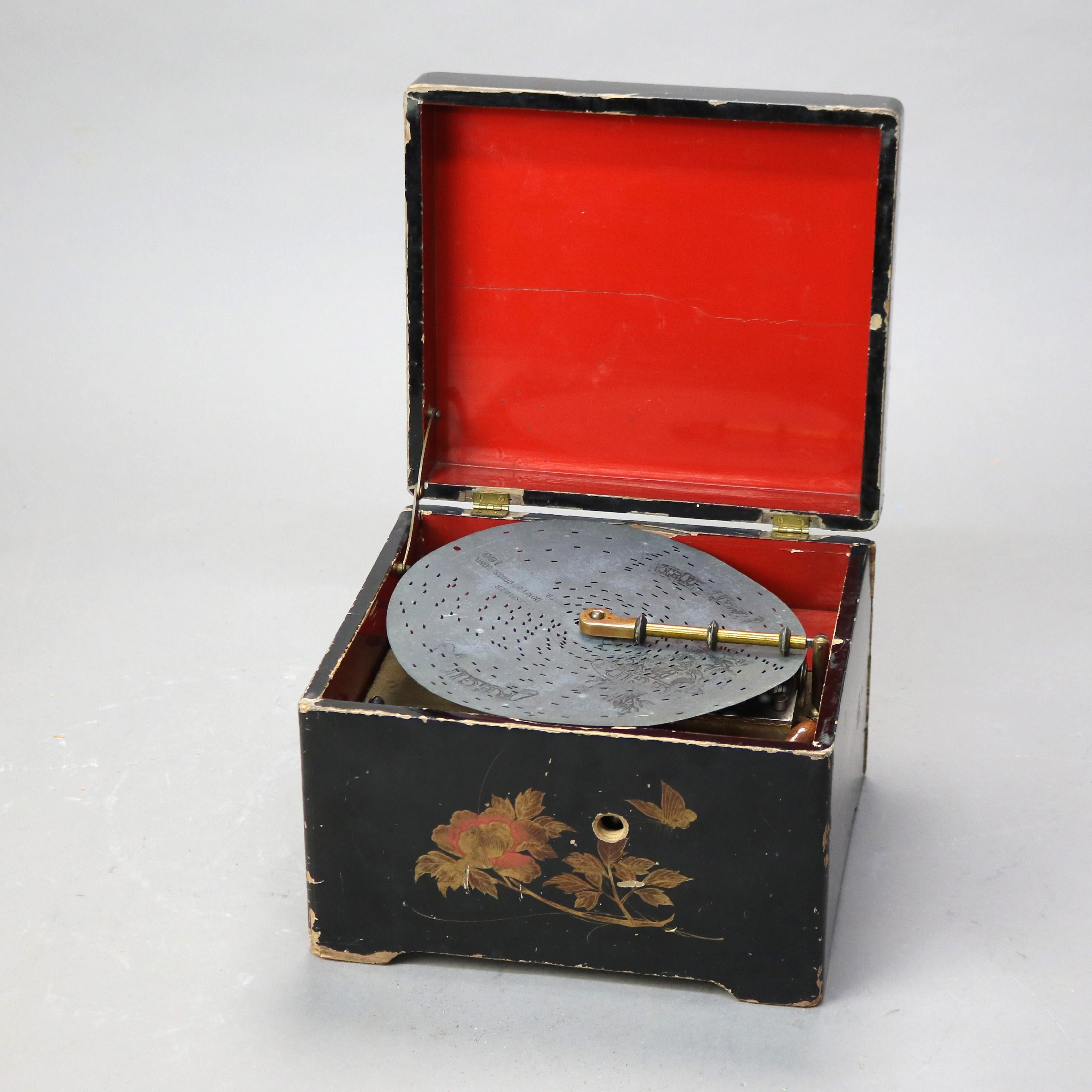 Antique Chinoiserie Decorated Ebonized Disc Music Box C1890

Measures - 7