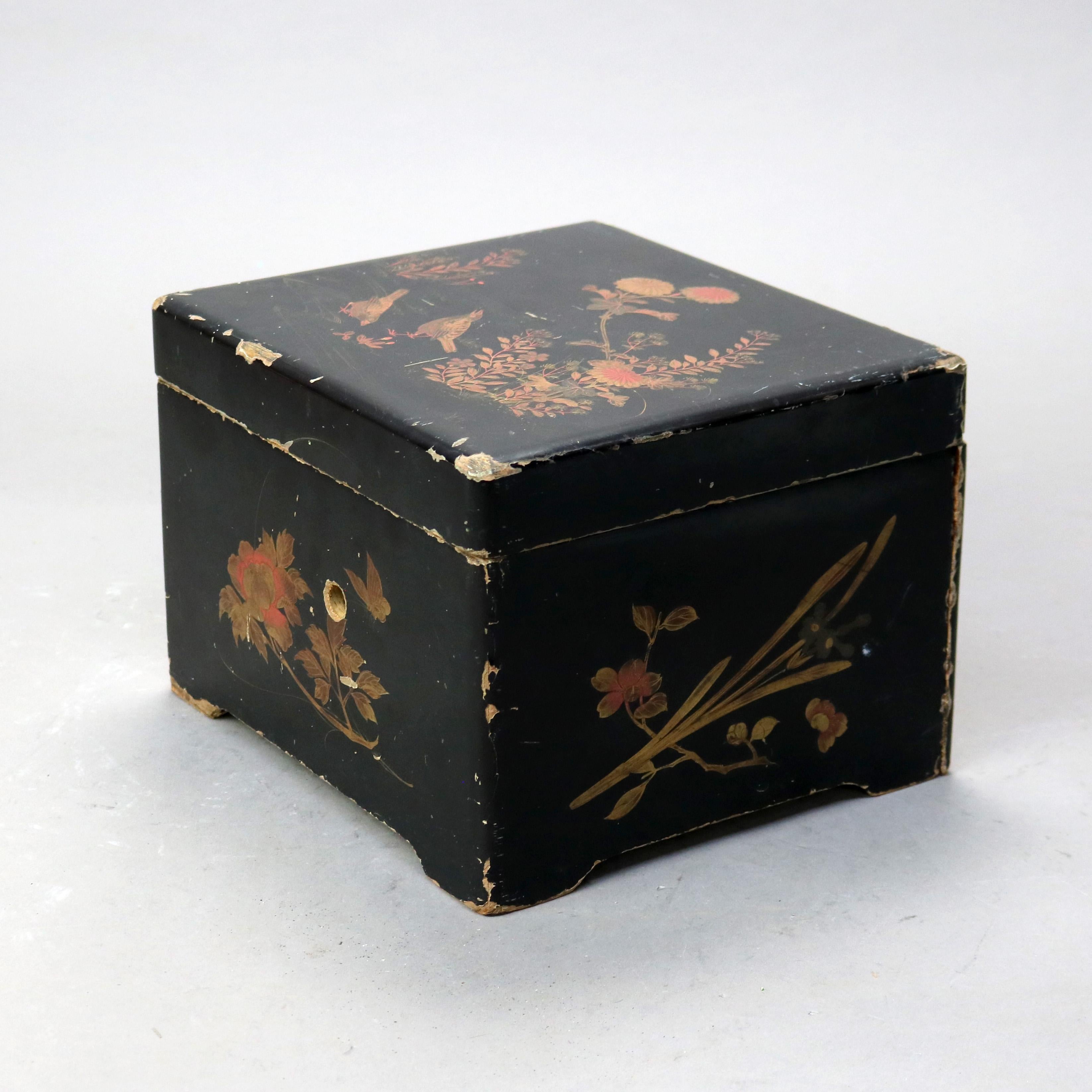 Antique Chinoiserie Decorated Ebonized Disc Music Box C1890 1