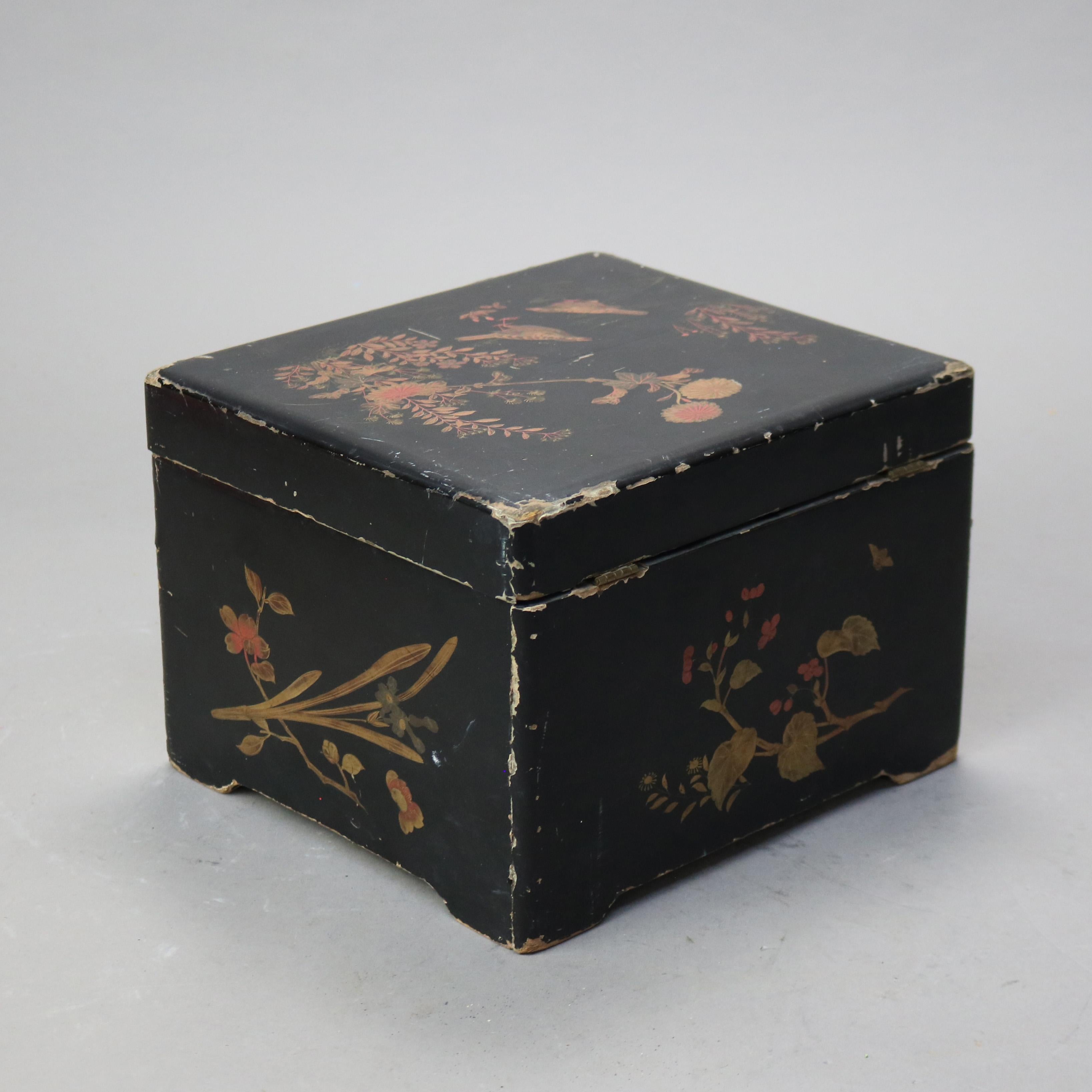 Antique Chinoiserie Decorated Ebonized Disc Music Box C1890 2