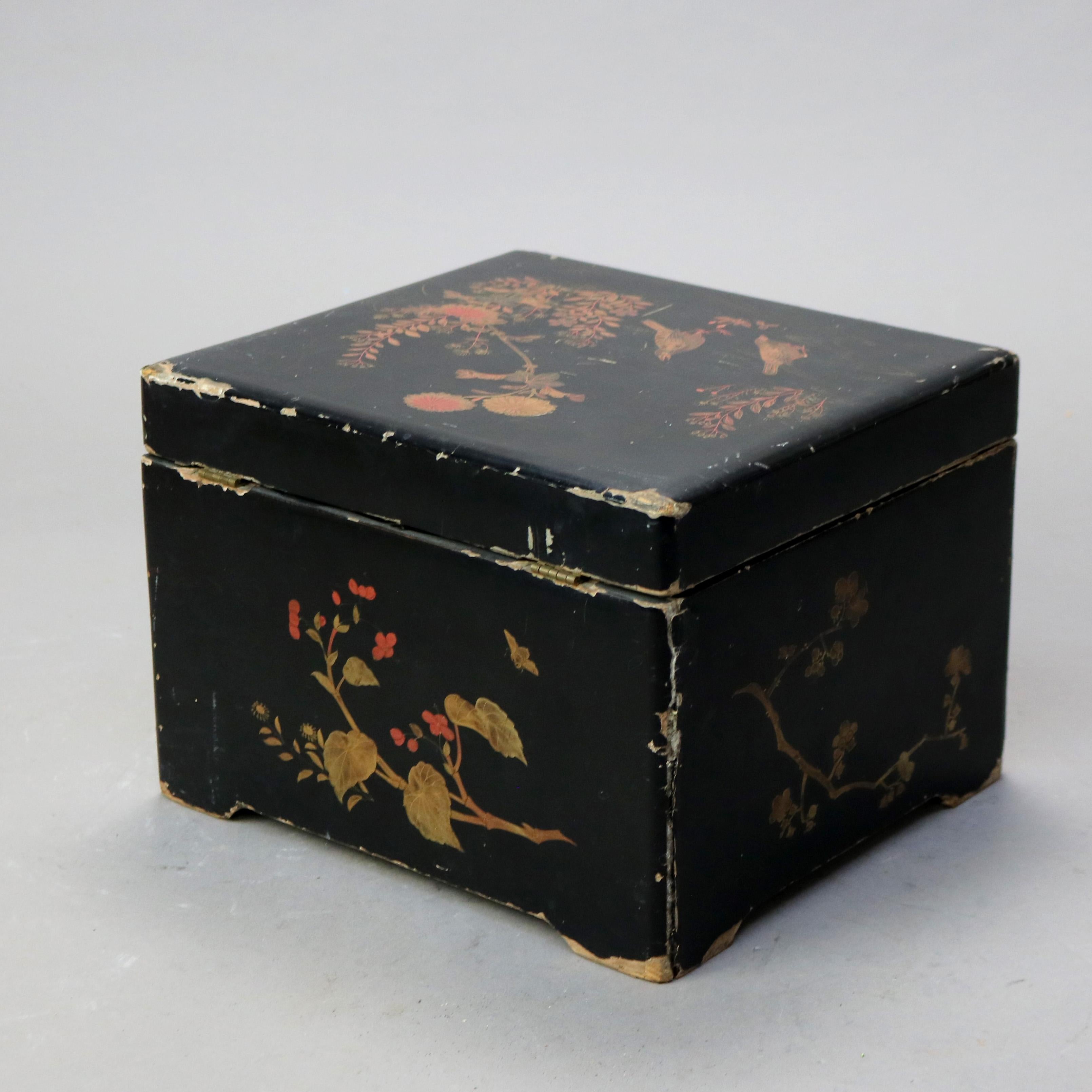Antique Chinoiserie Decorated Ebonized Disc Music Box C1890 3