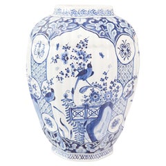 Chinoiserie Delft Faience Bird Baluster Vase by Boch Freres Keramis, c. 1920