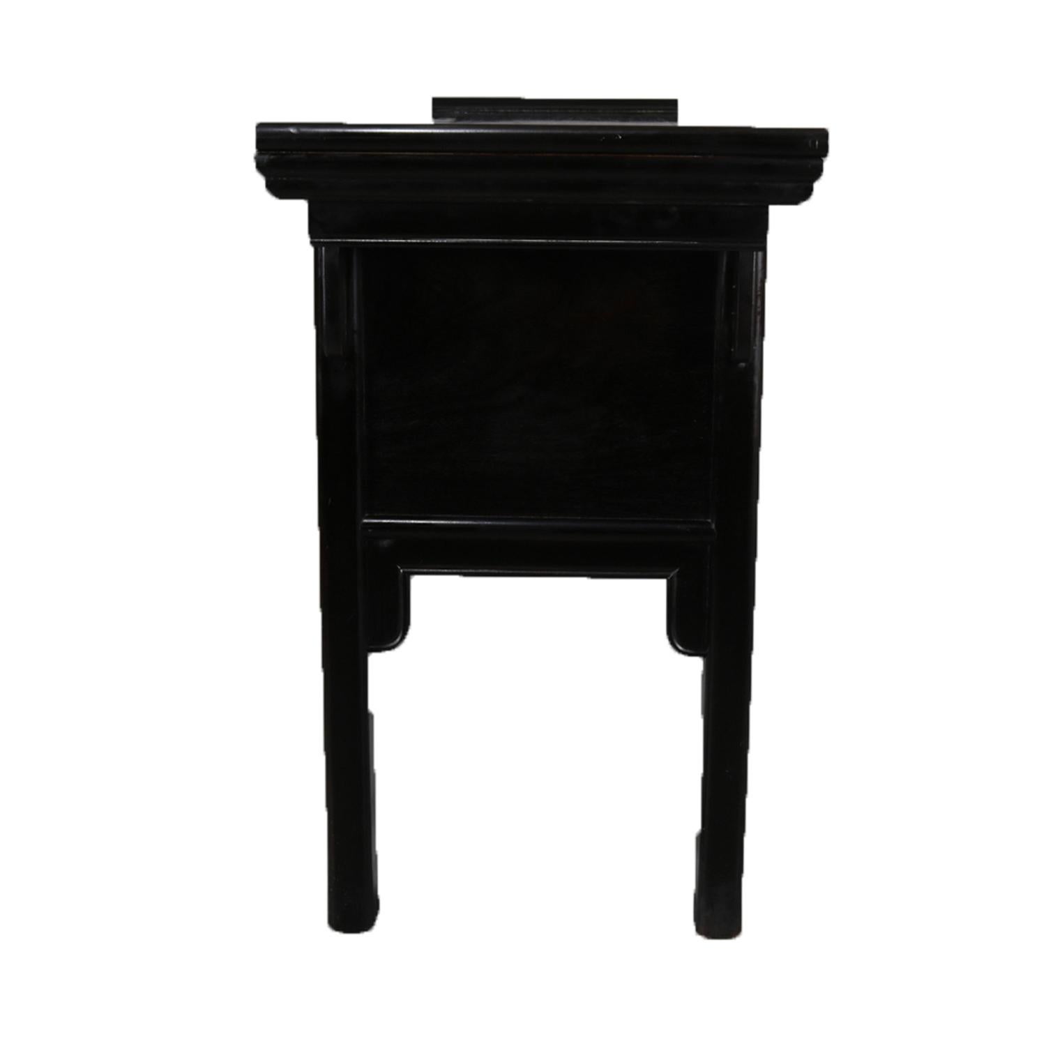 Antique Chinoiserie Ebonized 5-Drawer Century Stylized Pagoda Form Server In Good Condition In Big Flats, NY