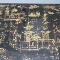 Antique Chinoiserie Ebonized & Gilt Decorated Traveling Desk, 19th Century
