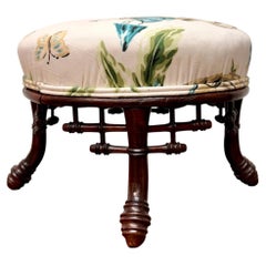 Poggiapiedi antico in stile chinoiserie con finitura finto bambù, mogano, CIRCA 1890
