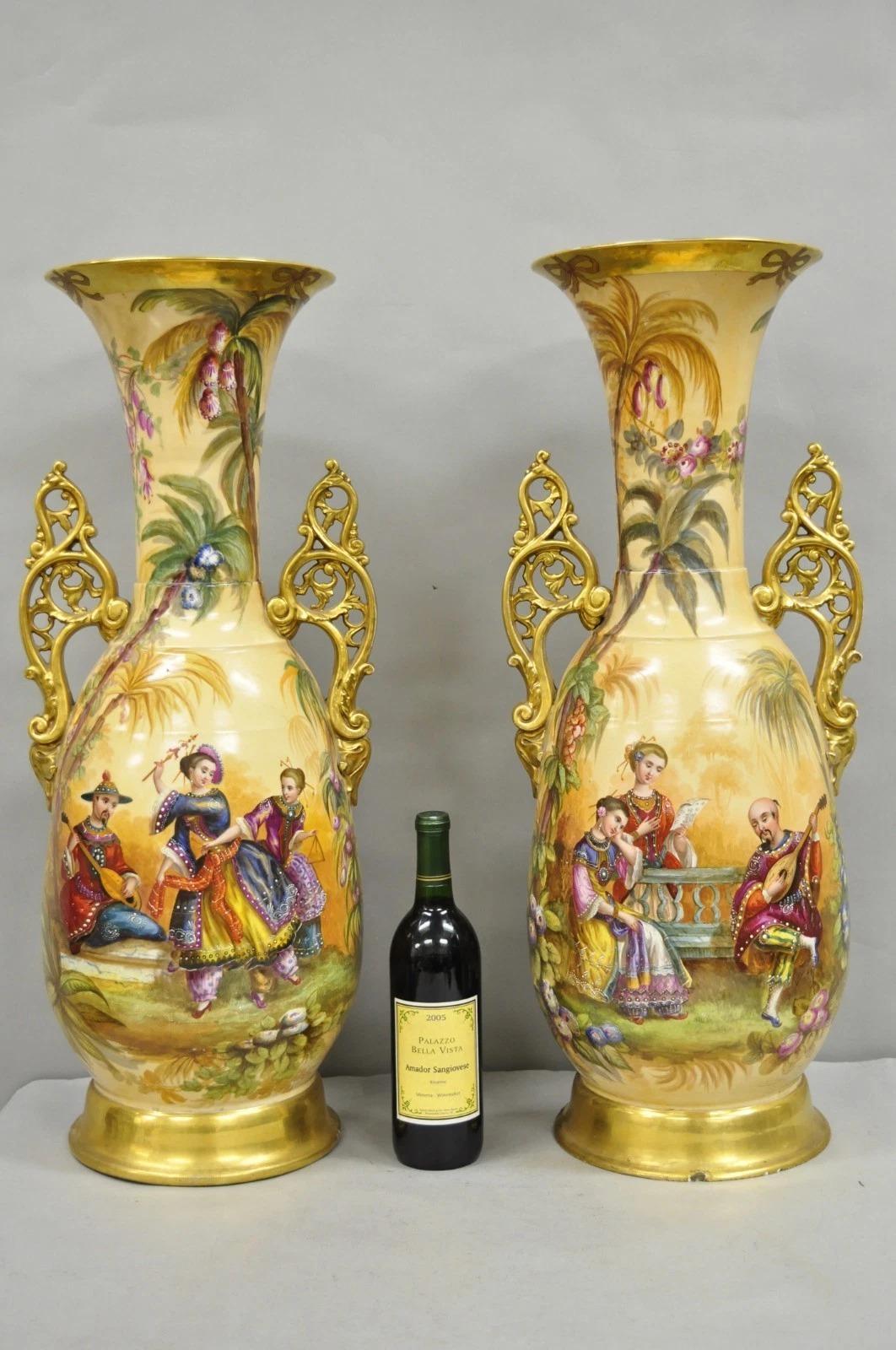 Please message us with your zip code to request a more reasonable domestic U.S. shipping quote.

Antique Chinoiserie French Porcelain Hand Painted Orientalist Large 29