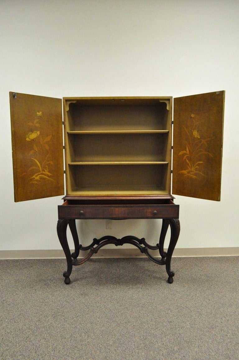 Antique Chinoiserie III Style HandPainted Highboy Chest