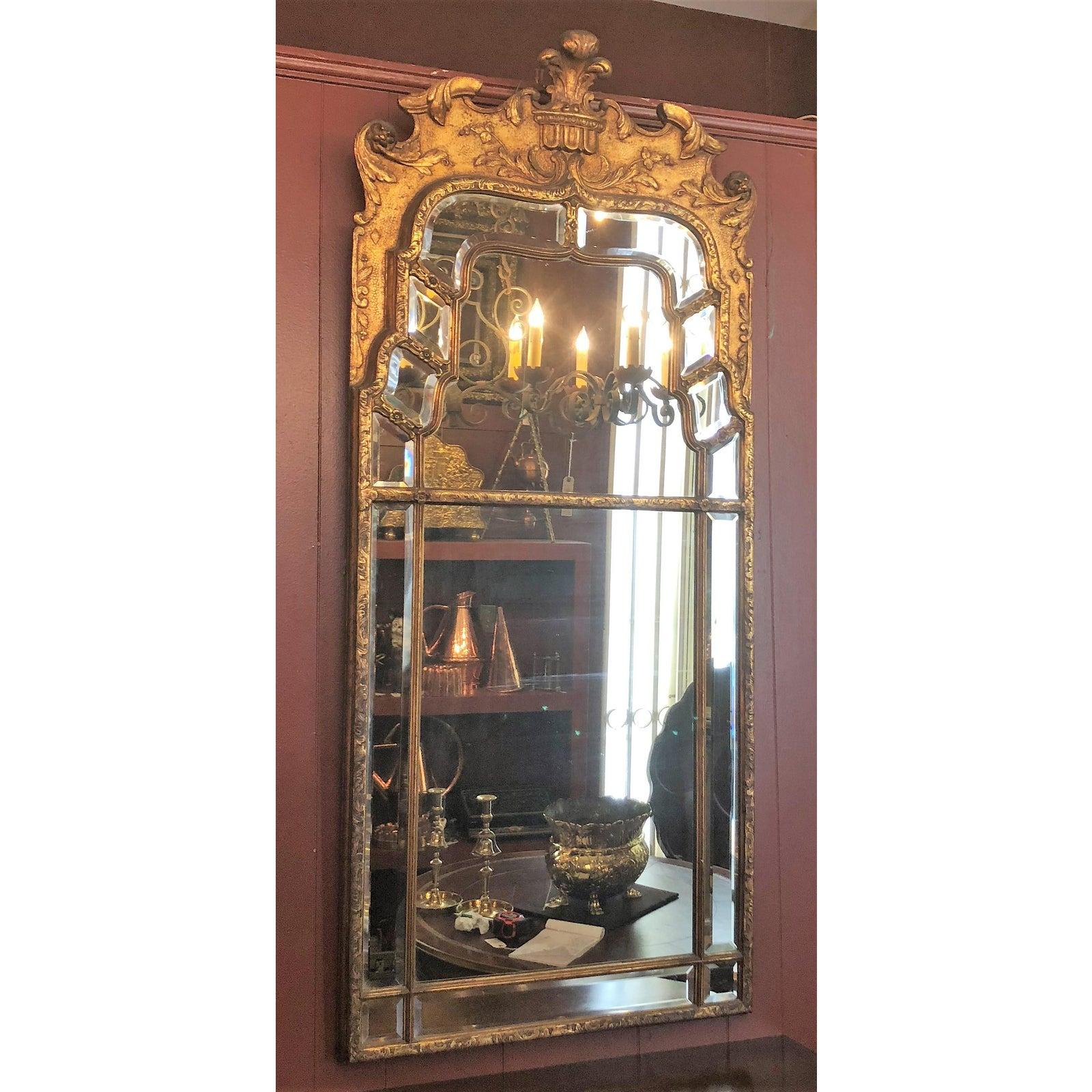 A good sized mirror with fine beveling in the Chinoiserie style.
 