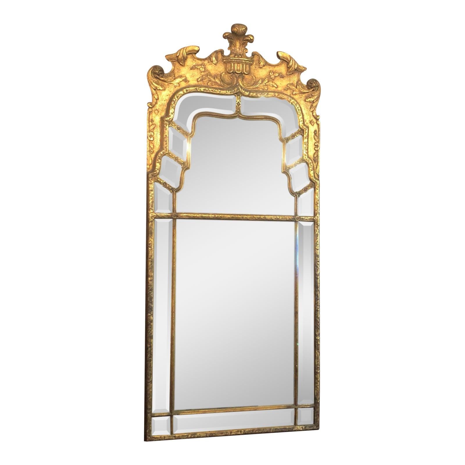 Antique Chinoiserie Gold Mirror with Fine Beveling In Good Condition For Sale In New Orleans, LA