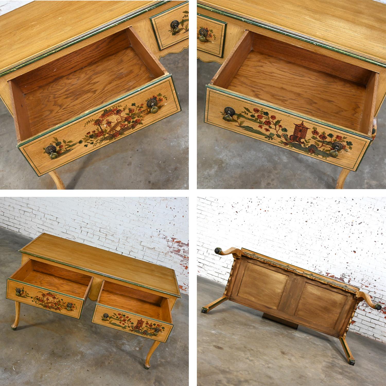 Antique Chinoiserie Hunt Style Buffet Sideboard Server Hand Painted Cabriole Leg For Sale 10