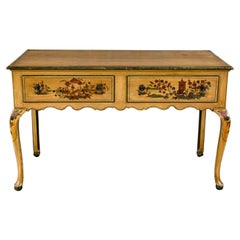 Used Chinoiserie Hunt Style Buffet Sideboard Server Hand Painted Cabriole Leg