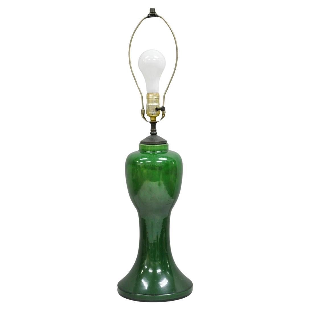 Antica lampada da tavolo in ceramica giapponese Chinoiserie Greene & Greene Vaso Bulbous
