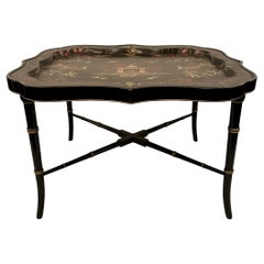 Antique Chinoiserie Lacquer Tray on Bespoke Stand, Circa 1880-1890's.