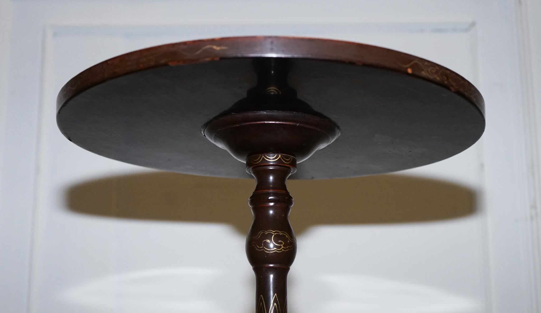 ANTIQUE CHINOISERIE LACQUERED HAND PAINTED SIDE END WiNE LAMP TABLE im Angebot 3