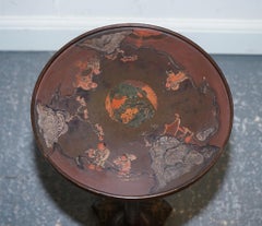 ANTIQUE CHINOISERIE LACQUERED HAND PAINTED SIDE END WiNE LAMP TABLE