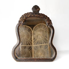 Antique Chinoiserie Lacquered Scrolling Table/Wall Mirror, Gilt Foliate design