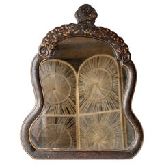 Antique Chinoiserie Lacquered Scrolling Table/Wall Mirror, Gilt Foliate design