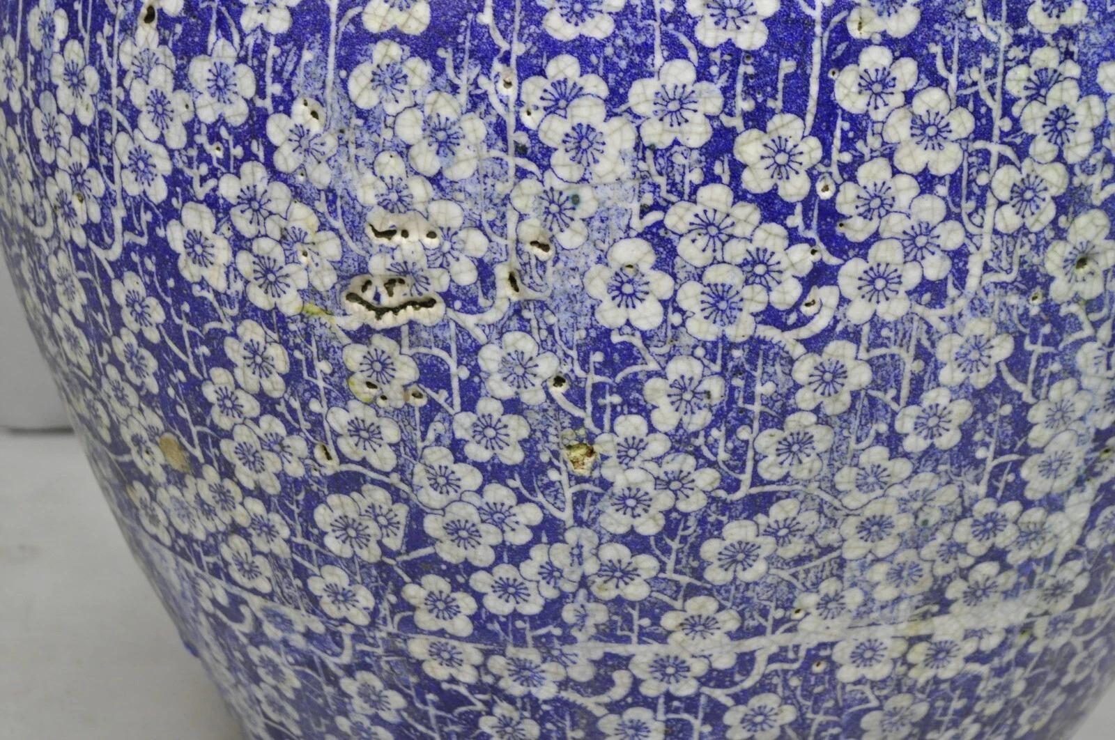 Antike Chinoiserie große blau weiß Terrakotta 23