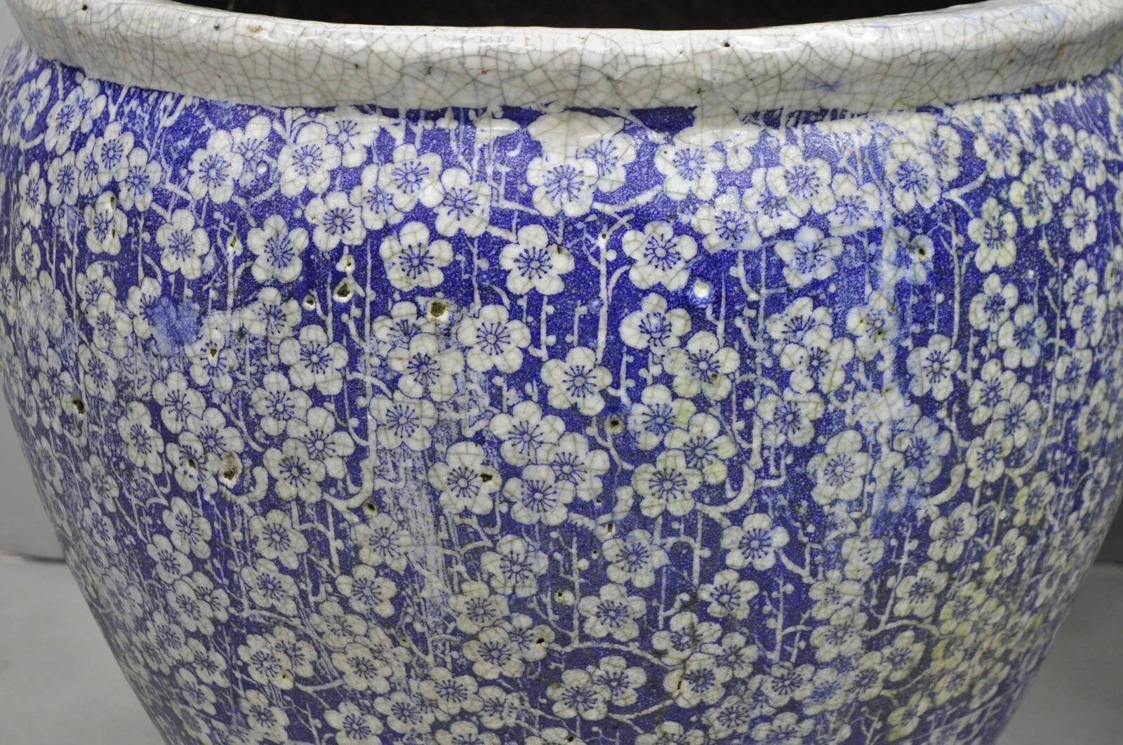 Antike Chinoiserie große blau weiß Terrakotta 23