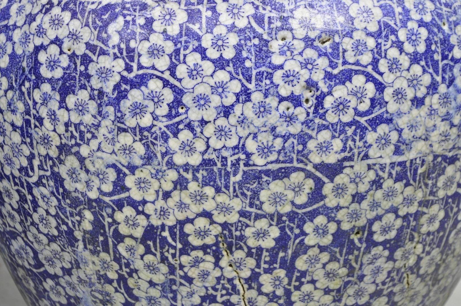 Antike Chinoiserie große blau weiß Terrakotta 23