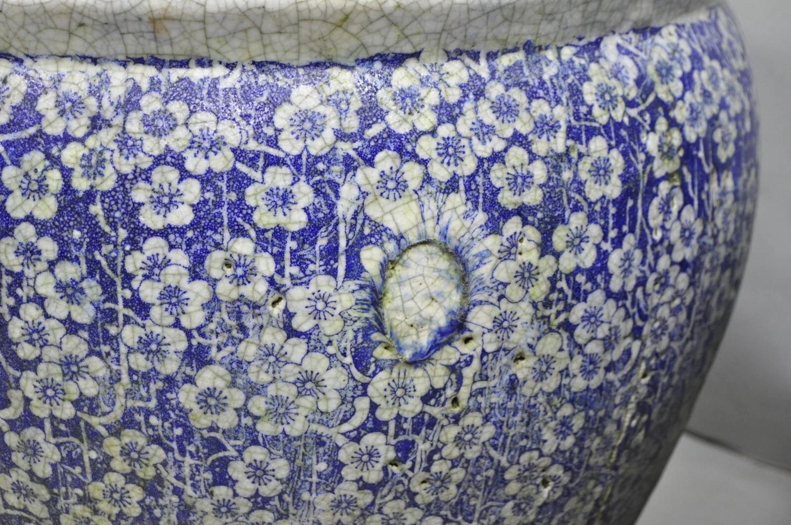 Antike Chinoiserie große blau weiß Terrakotta 23