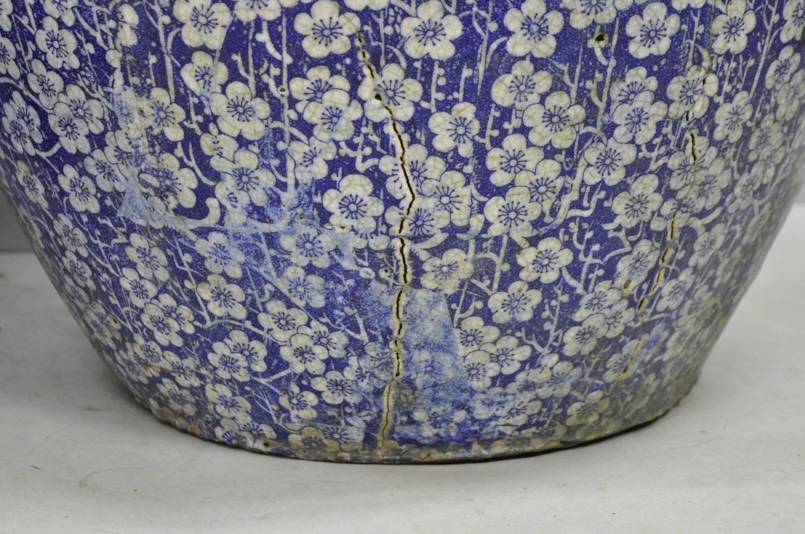 Antike Chinoiserie große blau weiß Terrakotta 23