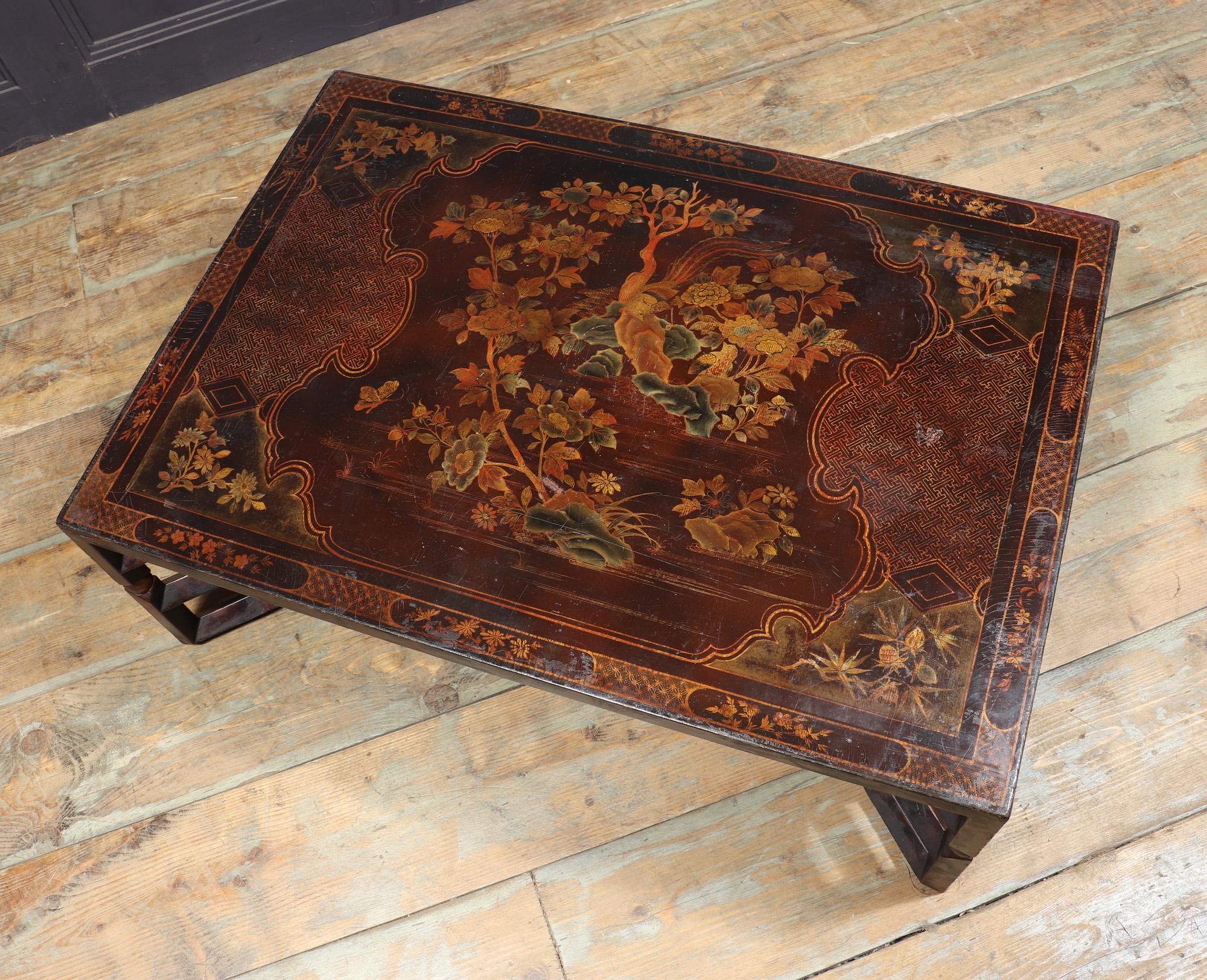 Lacquered Antique Chinoiserie Low Table c1900 For Sale