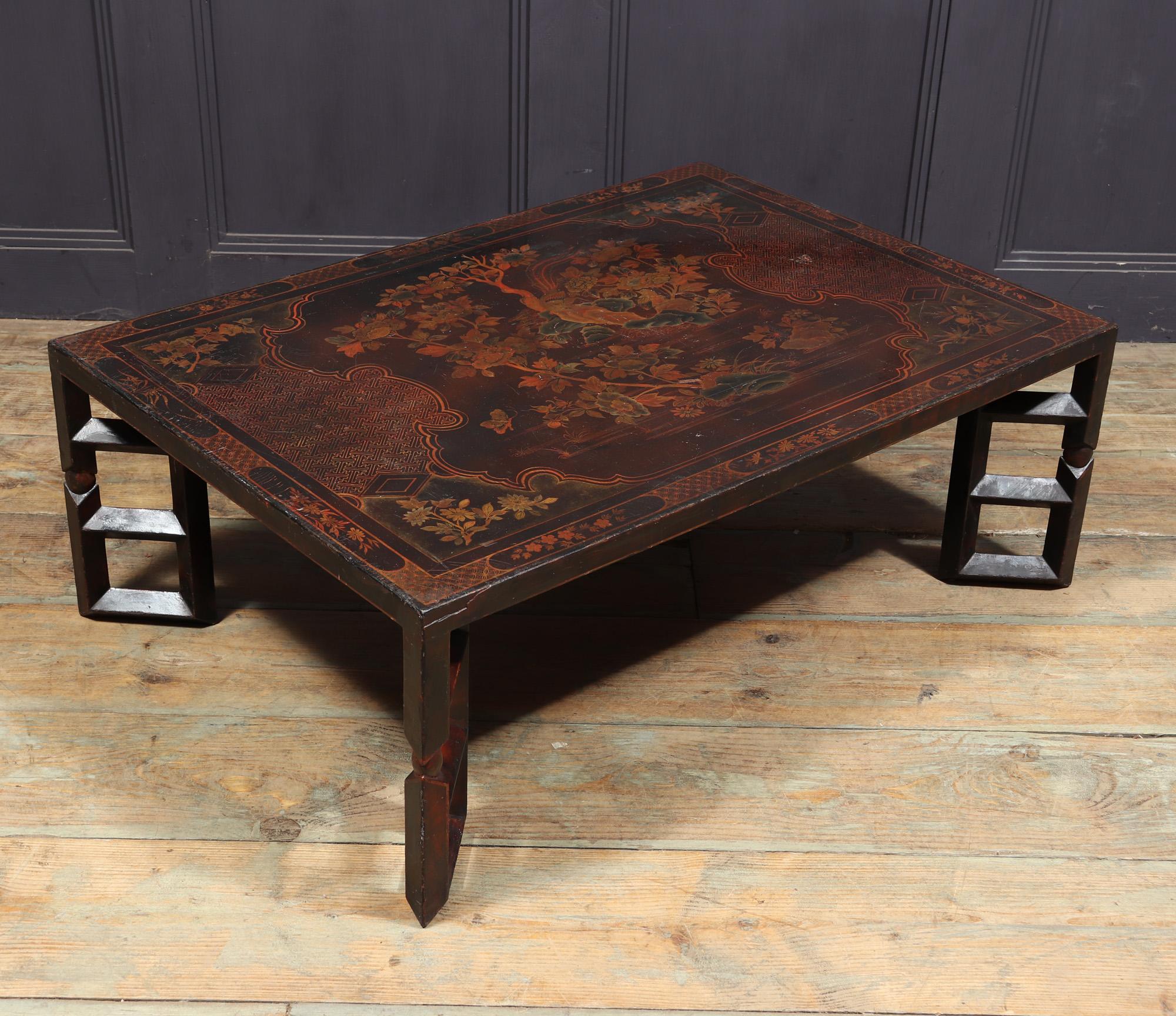Wood Antique Chinoiserie Low Table c1900 For Sale
