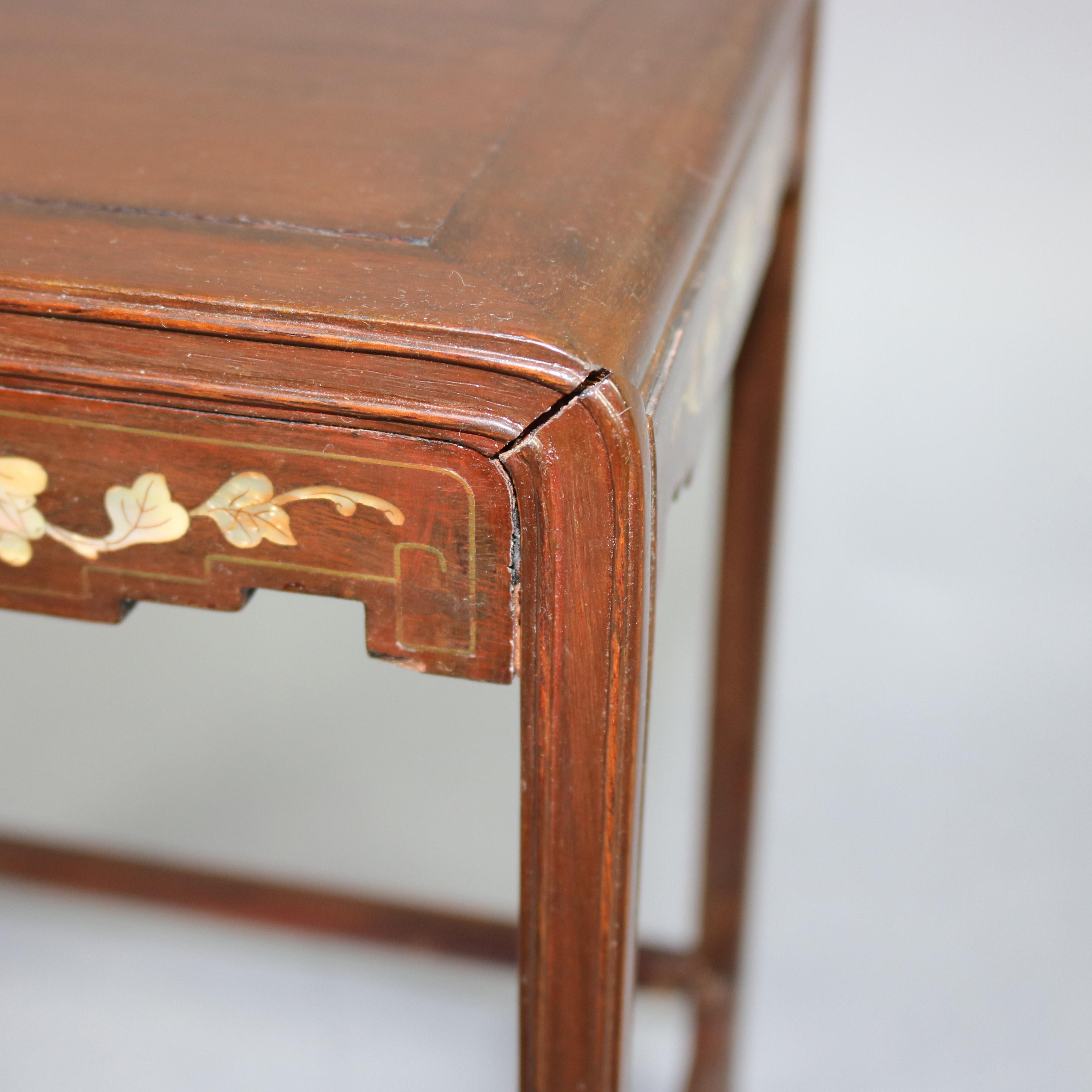 Antique Chinoiserie Mother of Pearl Inlaid and Gilt Hardwood Nesting Table 6